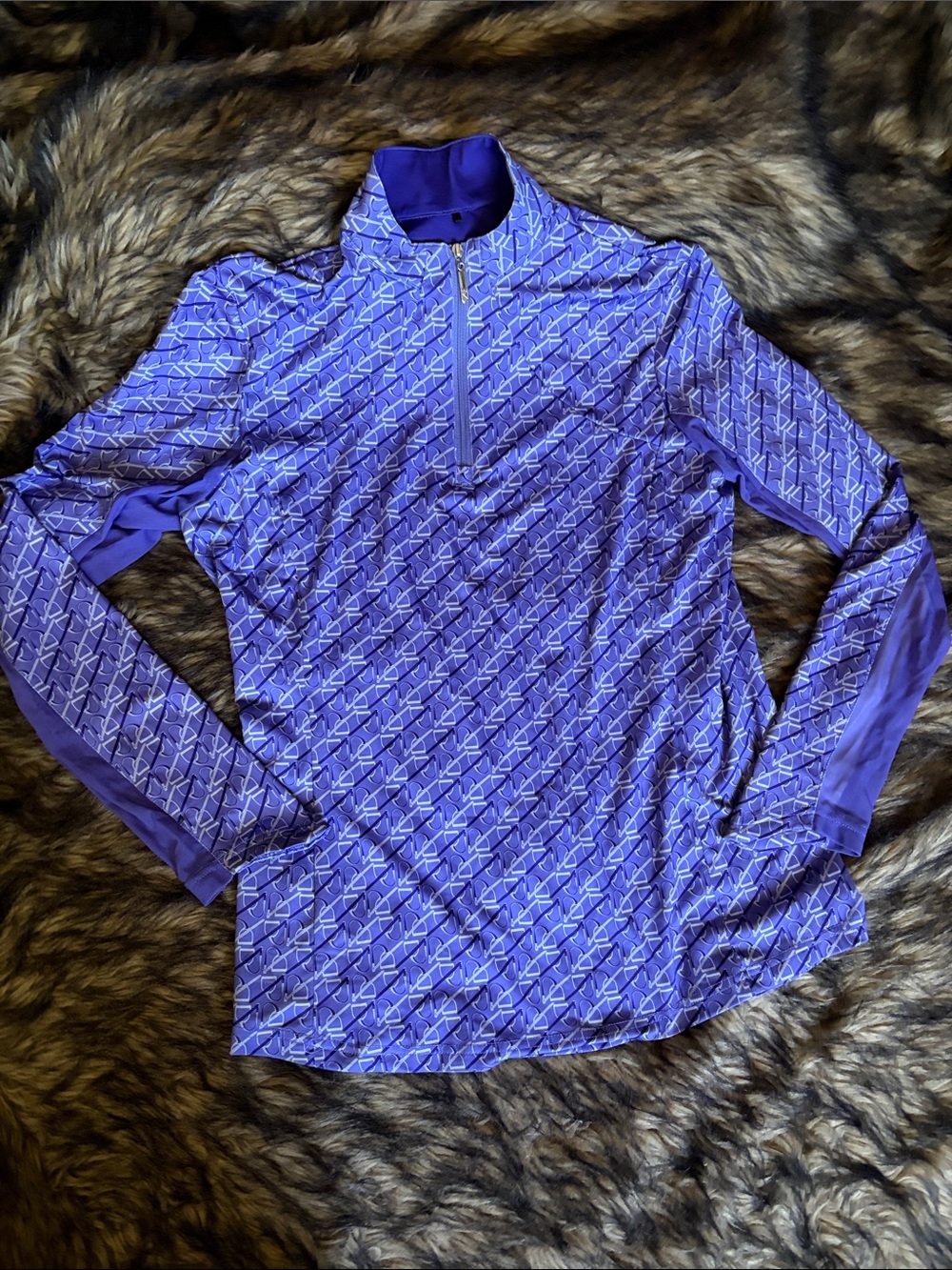 Tredstep Ireland Quarter Zip Pullover Purple Equestrian Mesh Top Size Medium